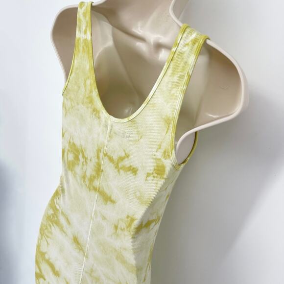 Enza Costa REVOLVE Tie Dye Tank Dress Bodycon Silhouette NEW Size M Yellow White - Picture 5 of 9